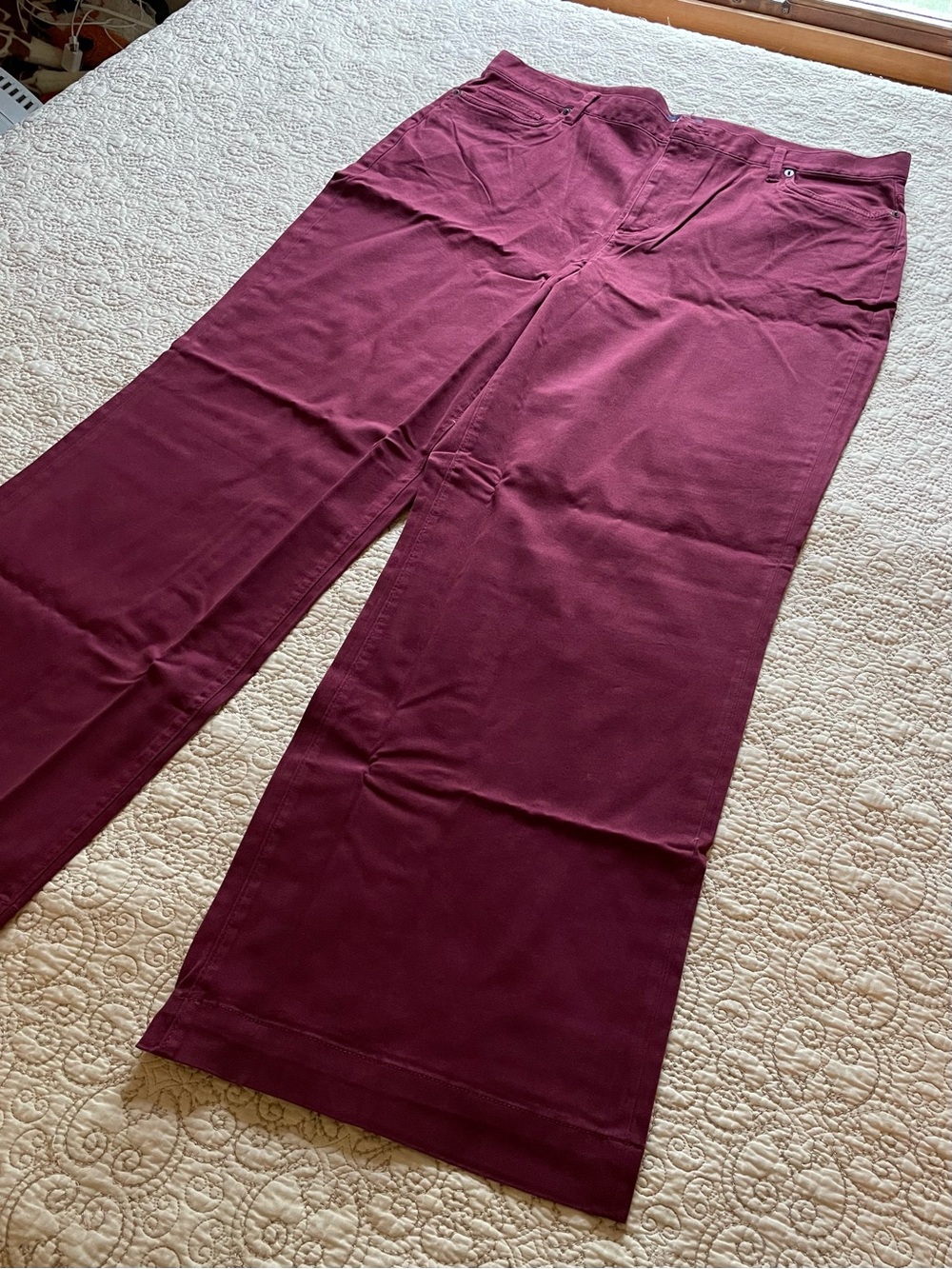 Lands' End Women's Rich Burgundy Wide-Leg Pants - Picture 3 of 9